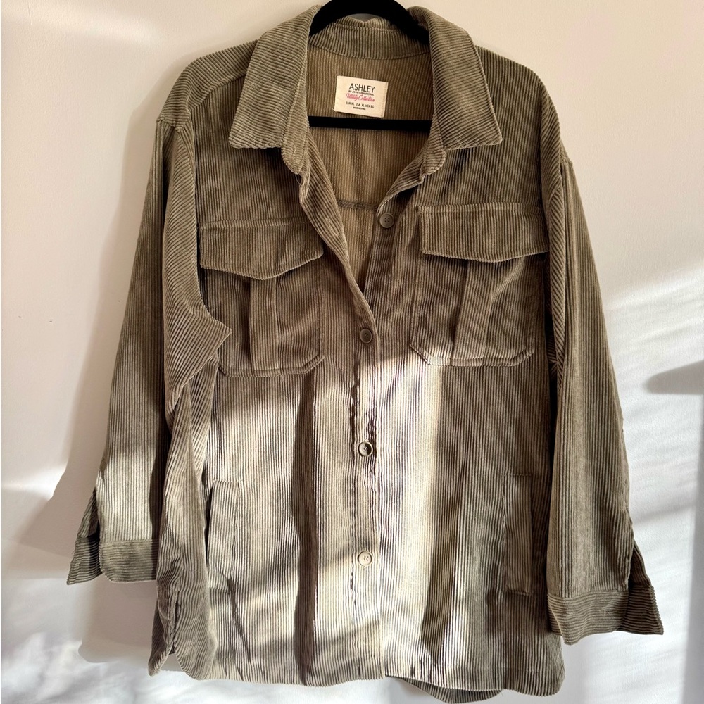 Ashley By 26 International Women's Oversized Corduroy Jacket - Army Green
